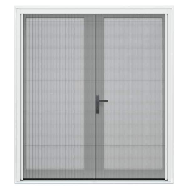 F-4500 72 in. x 80 in. White Right-Hand/Inswing Primed Fiberglass French Patio Door Kit with Impact Glass and Screen