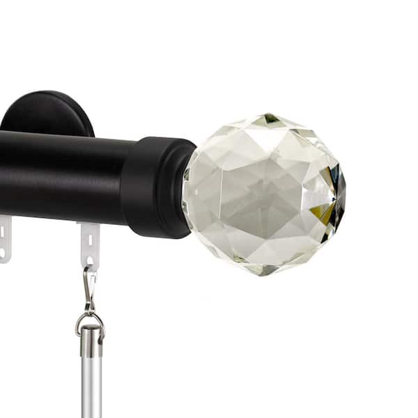 Art Decor Tekno 40 132 in. Non-Adjustable 1.5 in. Single Traverse Window Curtain Rod Set in Black with Garibaldi Finial