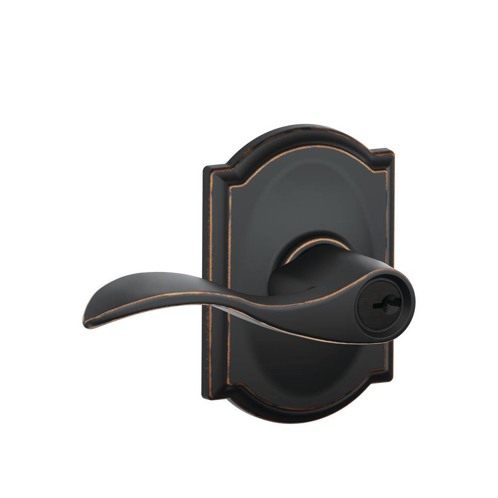 Camelot Aged Bronze Keyed Entry Accent Door handle