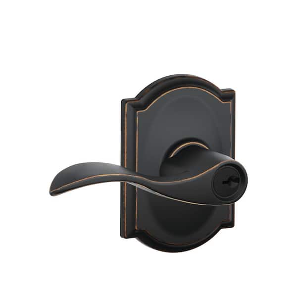 Schlage Camelot Aged Bronze Keyed Entry Accent Door handle