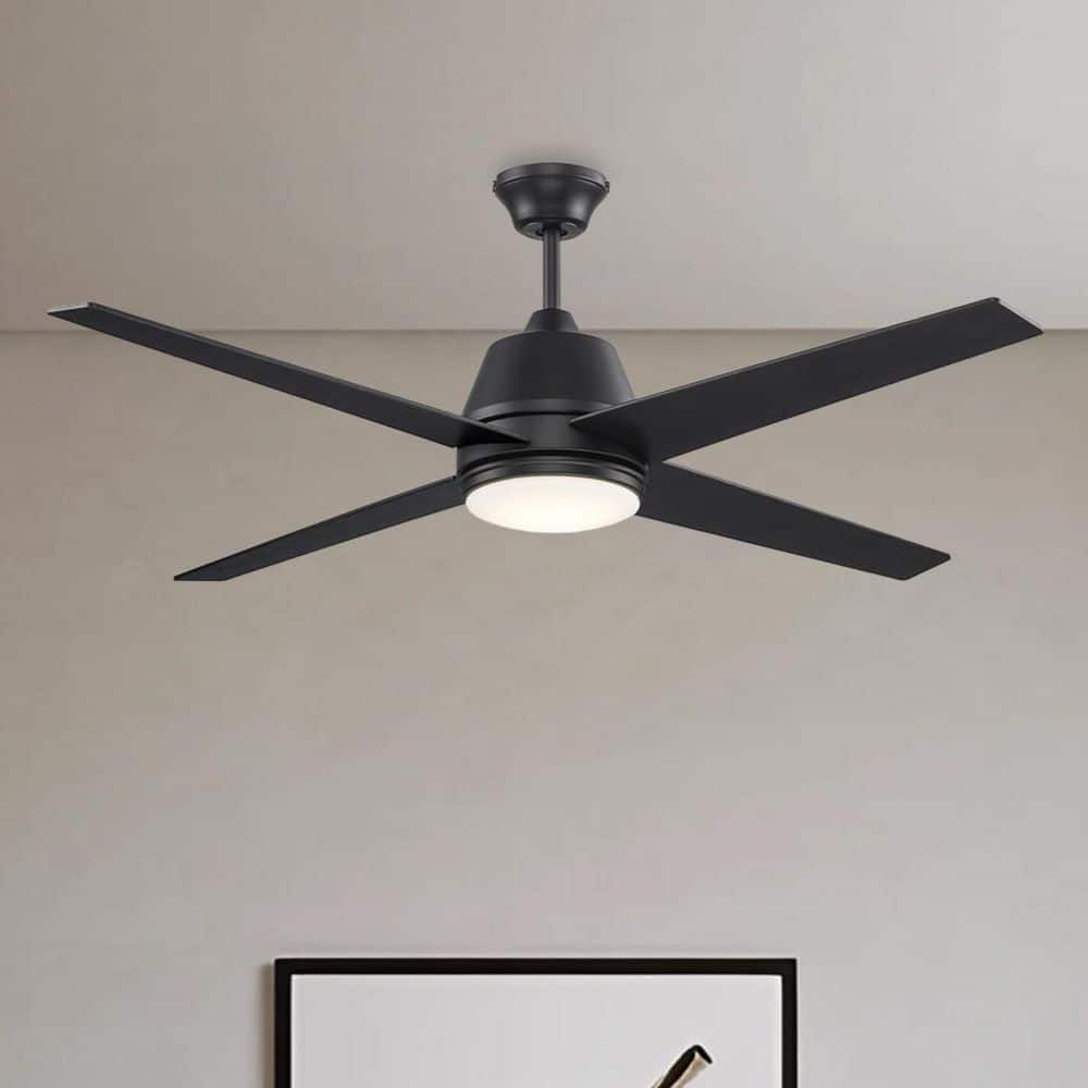 Cappleman 52 in. Indoor Black Integrated LED Modern Ceiling Fan with Light, Wall Control Switch, and 4 Blades price history on PriceWatchPro