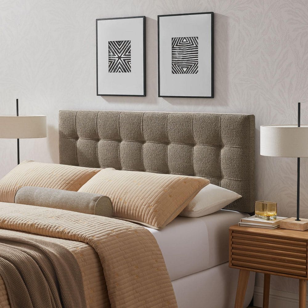 Lily Upholstered King Size Headboard in Taupe