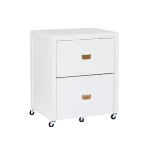 Sara White File Cabinet with Metal Drawer Glides and Rose Gold Handles