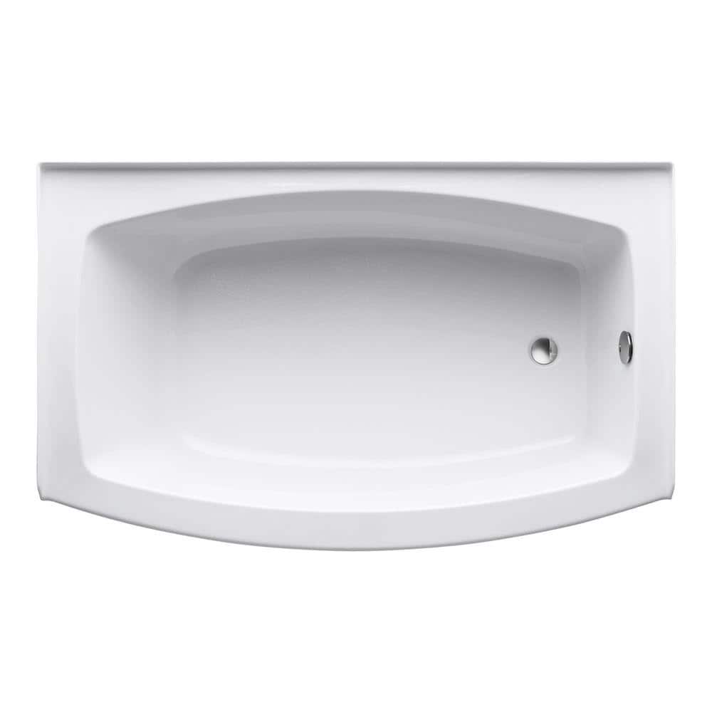Expanse 60-Inch White Acrylic Alcove Bathtub with Curved Apron