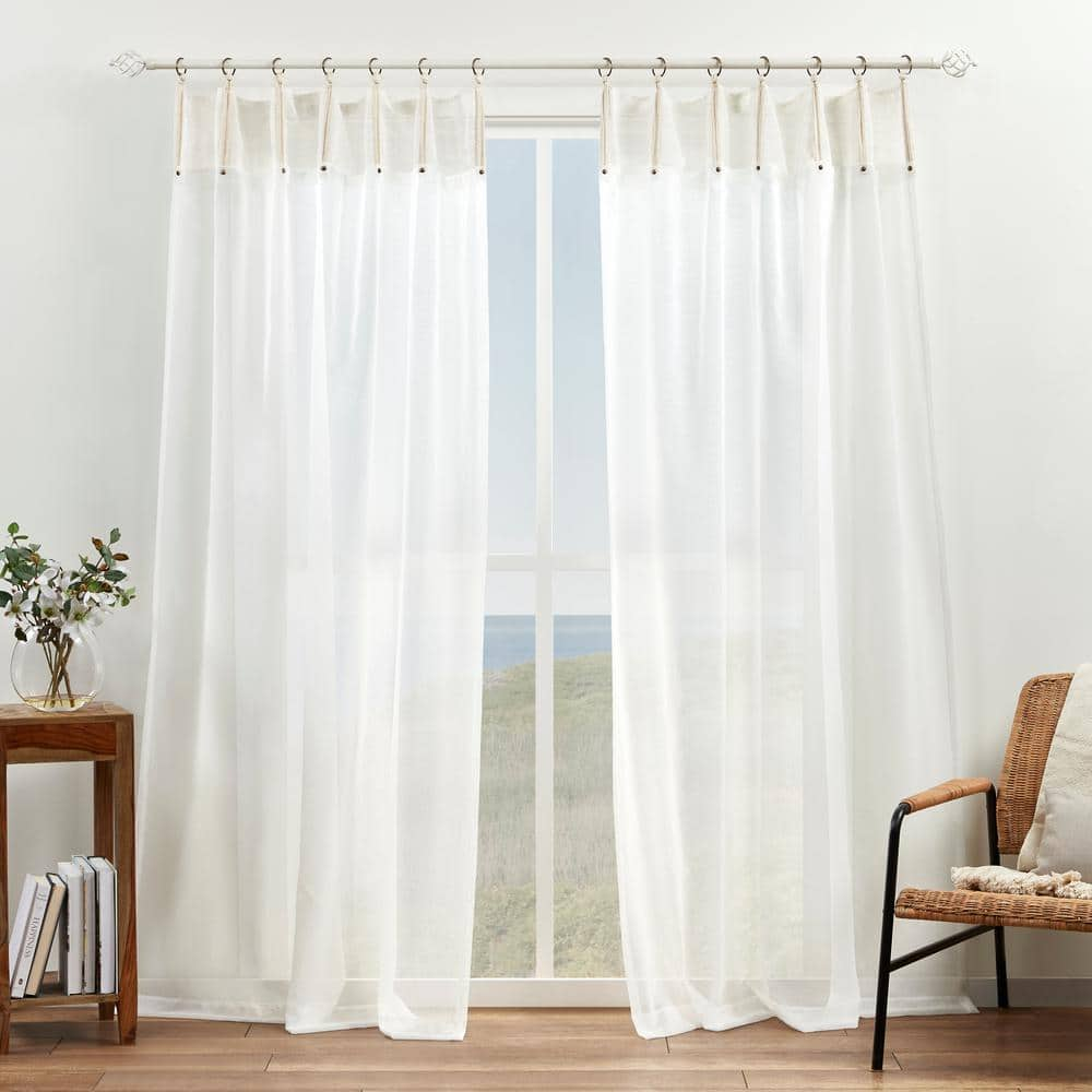 EXCLUSIVE HOME Hawkins Natural Solid Sheer Ring Top Curtain, 54 in. W x 84  in. L (Set of 2) YP013735DSEHC1 A155 - The Home Depot