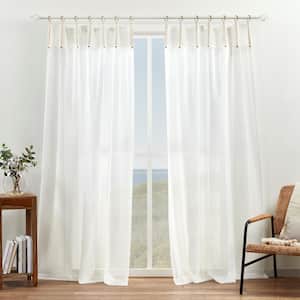 Hawkins Natural Solid Sheer Ring Top Curtain, 54 in. W x 84 in. L (Set of 2)
