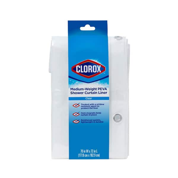 Clorox Clorox Shower Curtain Liner, Medium-Weight 6g PEVA with Weighted ...