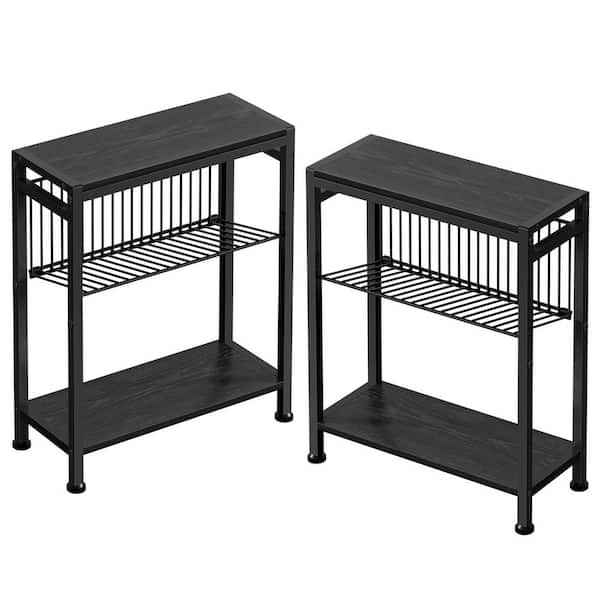 Black 17 in. x 22.2 in. Metal Freestanding Magazine Rack Set of 2