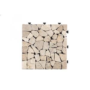 12 in. x 12 in. Natural Travertine Stone Deck Tile in White (6-Piece)