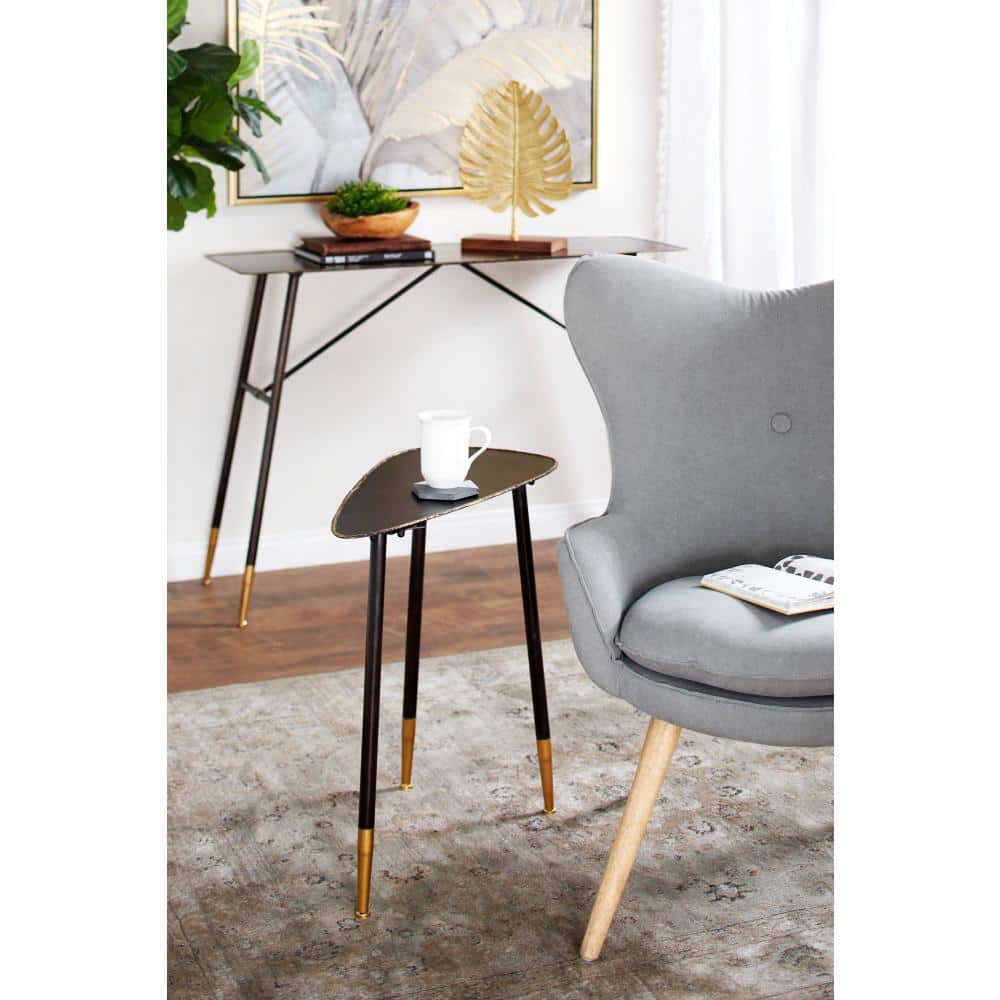 Black Solid Triangle 24" Metal Accent Table