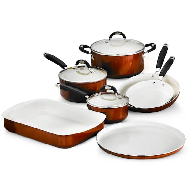 Tramontina Style Ceramica 10-Piece Metallic Copper Cookware Set with Lids