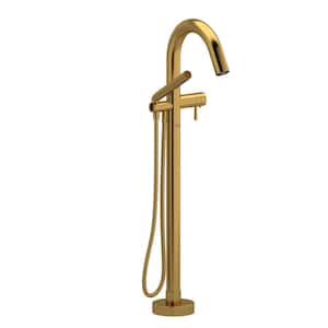 Riu Single-Handle Freestanding Tub Faucet with Hand Shower in. Brushed Gold