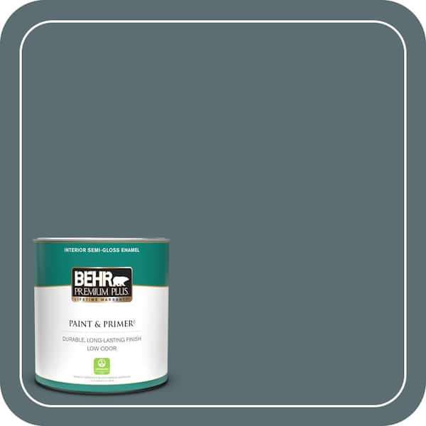 BEHR PREMIUM PLUS 1 qt. #ECC-58-3 Unreal Teal Semi-Gloss Enamel Low Odor Interior Paint & Primer