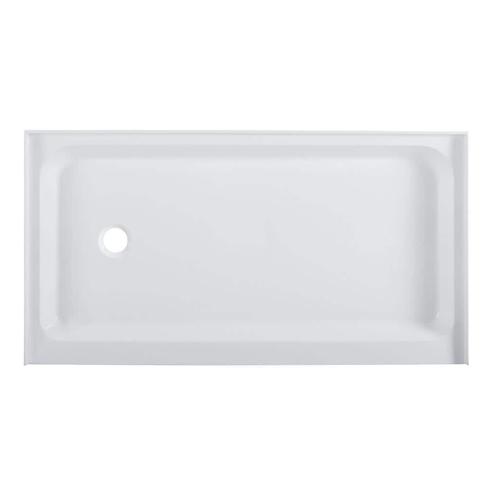 Voltaire 60" x 34" White Acrylic Shower Base with Left Drain