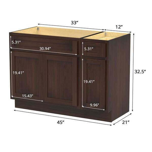 Vanity Art 45 in. W x 21 in. D x 32.5 in. H Bath Vanity Cabinet