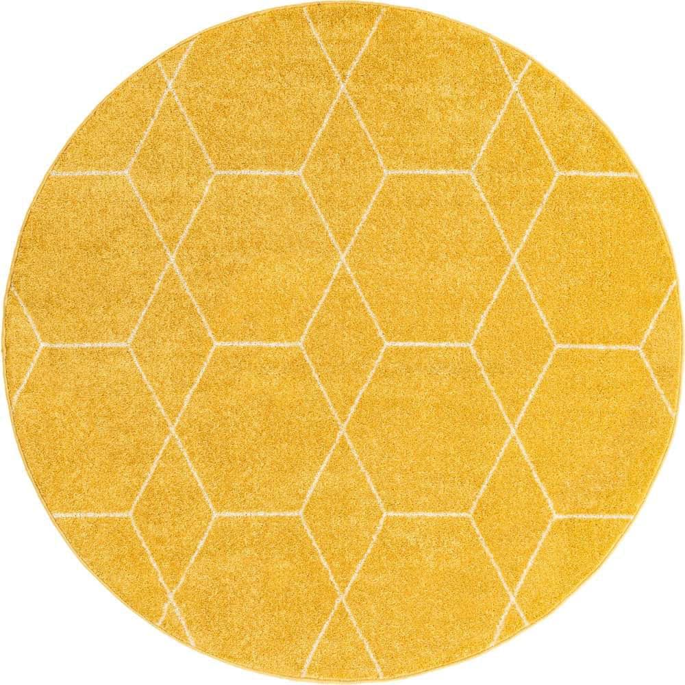 Trellis Frieze Geometric Yellow 6 ft. x 6 ft. Area Rug price history on PriceWatchPro