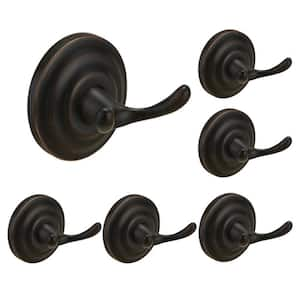 Traditional J-Hook Double Robe/Towel Hook Wall Mounted Bathroom Towel Robe Hook Wall Hooks in Oil Rubbed Bronze (6-Pack)