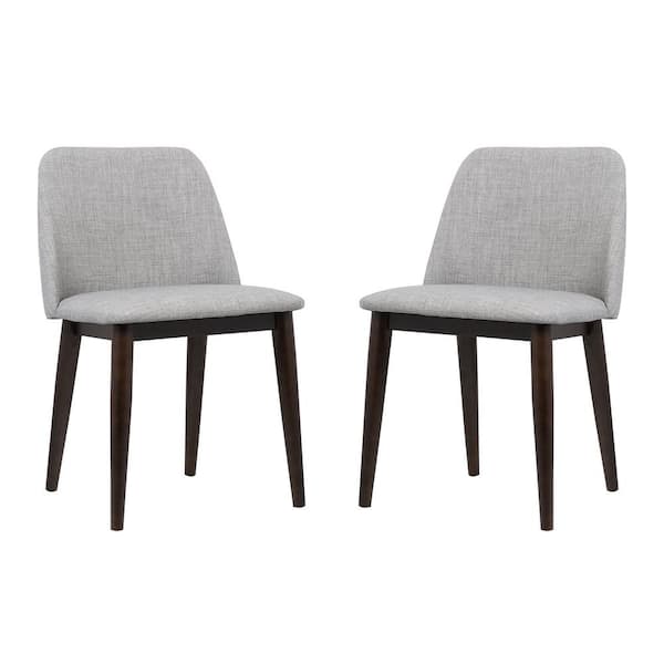 Armen Living Horizon 30 in. Light Gray Fabric and Brown Wood Finish Contemporary Dining Chair (Set of 2)
