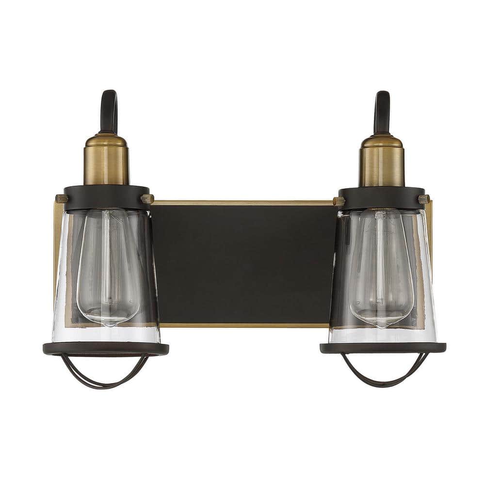Lansing English Bronze & Warm Brass 2-Light Industrial Bath Bar