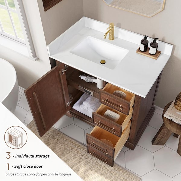 ROSWELL Tokyo 36 in. W. x 22 in. D x 33.9 in. H Single Bath Vanity