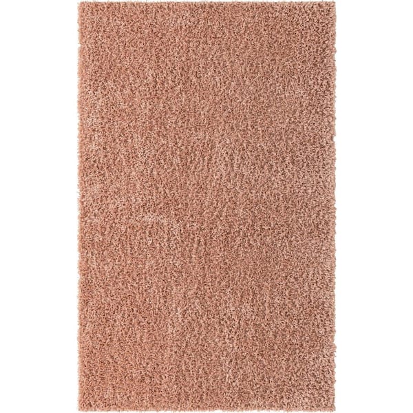 Unique Loom Davos Shag Dusty Rose Pink 5 ft. x 8 ft. Area Rug