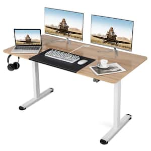 LACOO 55 in. White Electric Standing Desk Height Adjustable Wooden  Workstation T-HAD04442 - The Home Depot
