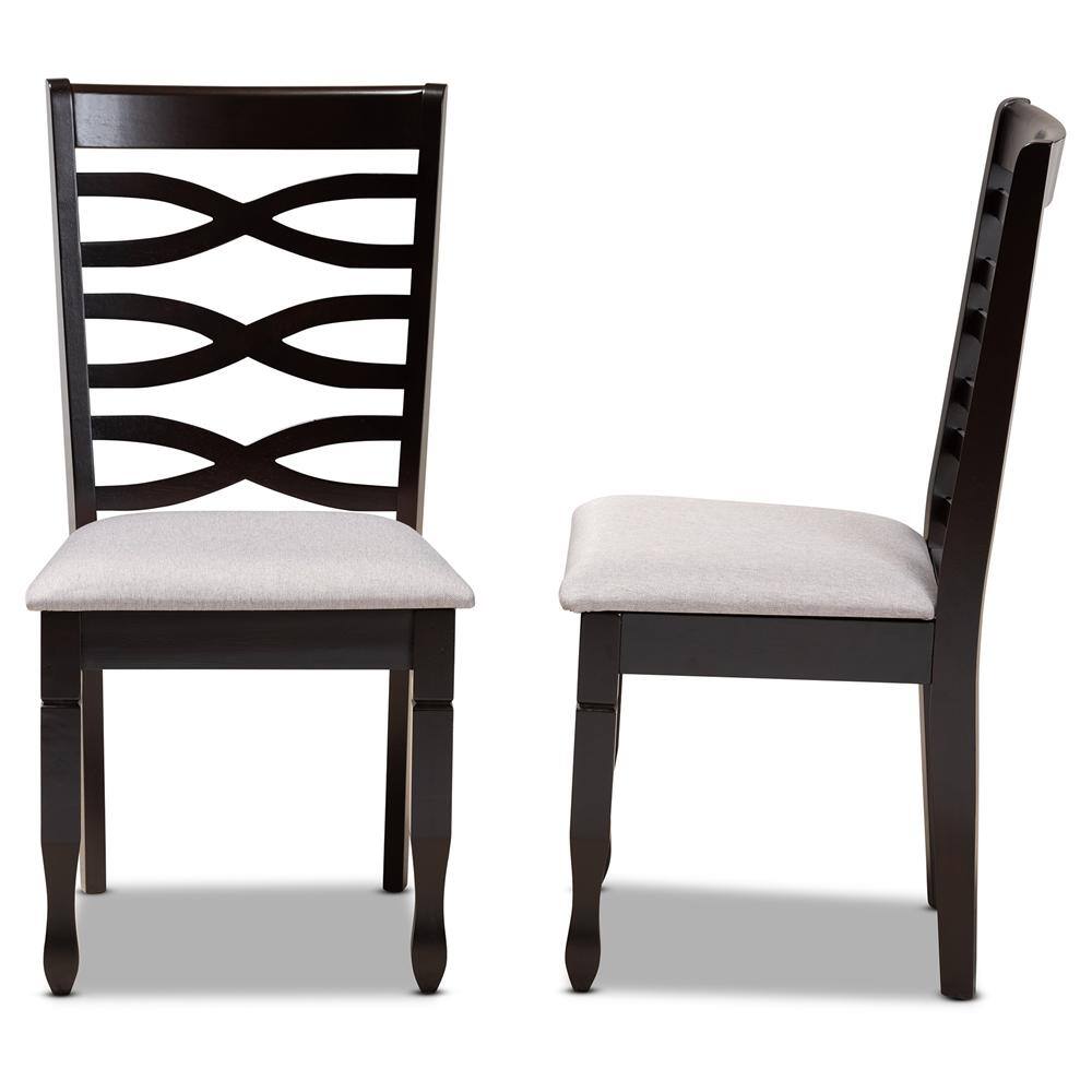 Gray Upholstered Oak and Rubberwood Dining Chair Set