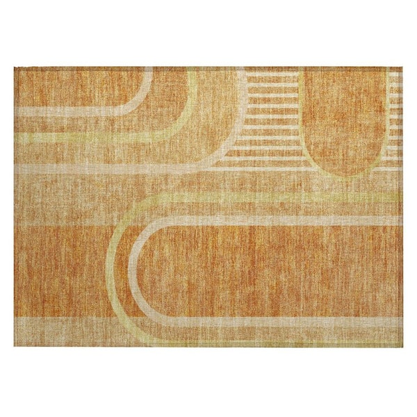 Terracotta 2 ft. x 3 ft. Woven Abstract Polyester Rectangle Indoor/Outdoor Area Rug