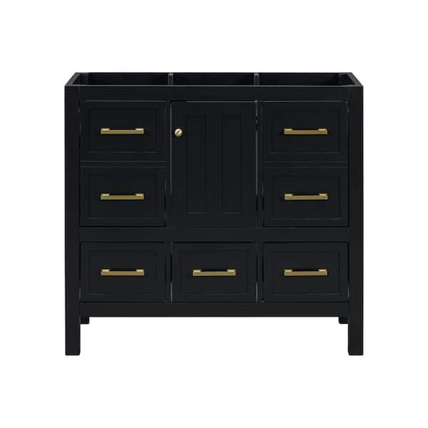 36 in. Bath Vanity Cabinet without Top in Black Unassembled