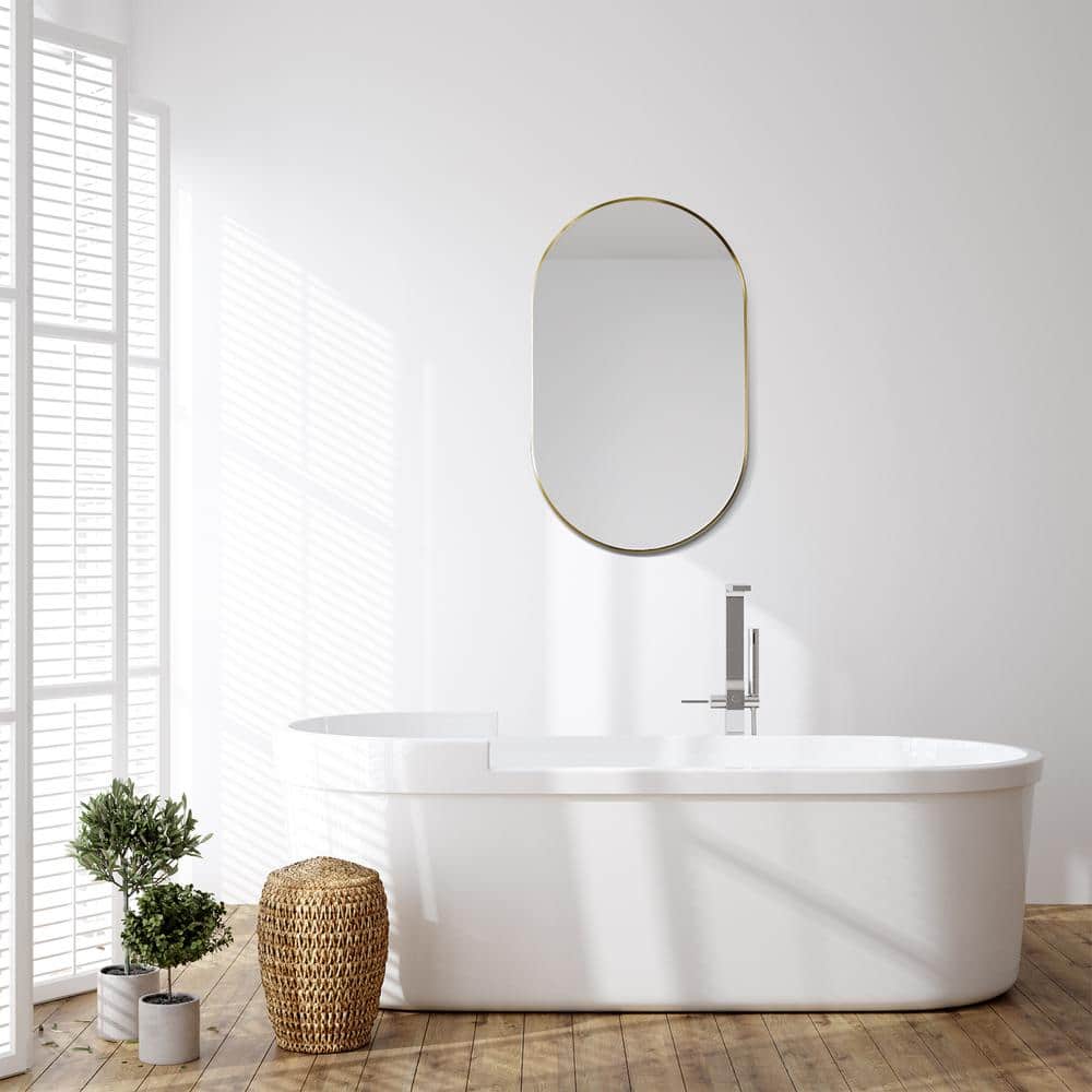Ispra 36" Oval Bathroom Vanity Mirror in Brushed Gold