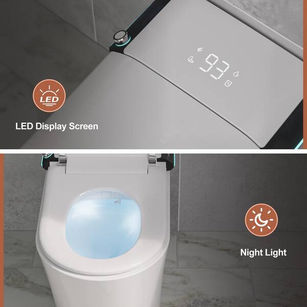 Logmey Smart Elongated Bidet Toilet with Auto Features and Aromatherapy - White