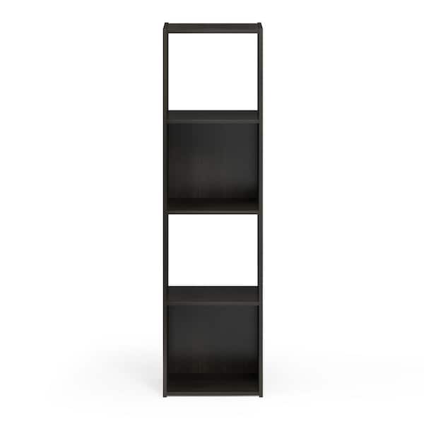 Pelli 47.72 in. Espresso Wood 4-shelf Cube Bookcase with Open Back
