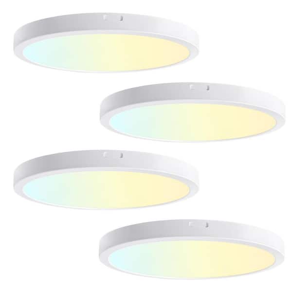 Sofiton 9 in. 20-Watt White New Ultra-Low Profile Integrated LED Flush Mount Ceiling Light Panel Light 2700K to 5000K (4-Pack)