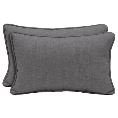 Sunbrella Cast Slate Lumbar Outdoor Throw Pillow (2-Pack)