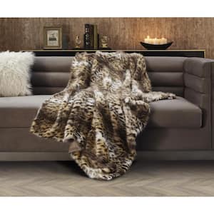 Nikki Brown Leopard Faux Acrylic 50 in. x 60 in. Throw Blanket