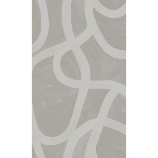 Walls Republic Grey Brushstroke Swirl Geometric Non-Woven Paper Non-Pasted the Wall Double Roll Wallpaper