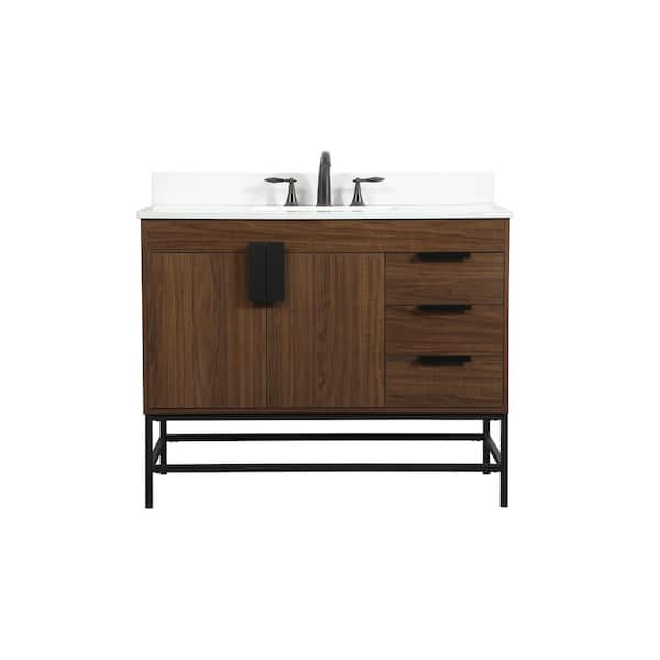 Simply Living 42 in. W x 22 in. D x 33.5 in. H Bath Vanity in Walnut ...