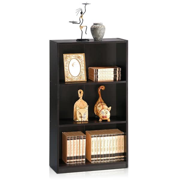 Furinno 39.5 in. Espresso Wood 3-shelf Standard Bookcase with