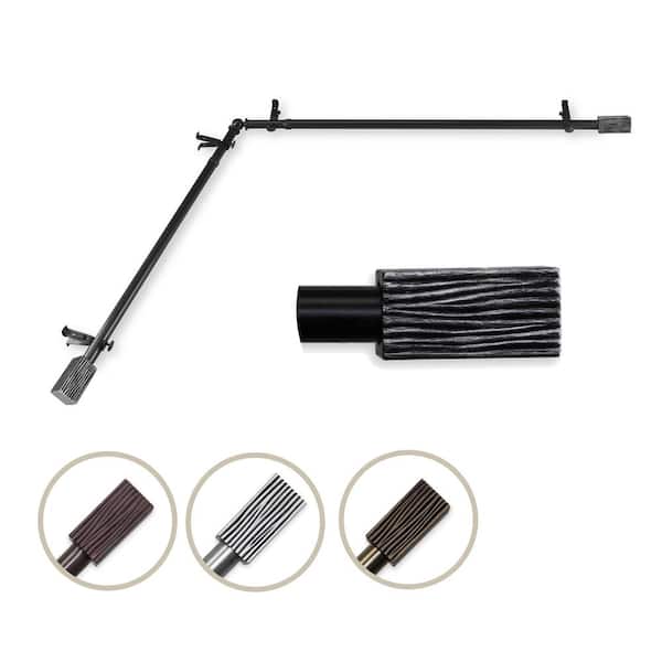 Rod Desyne Alder Corner Window Single Curtain Rod 13/16 inch dia. 66-120" - Black