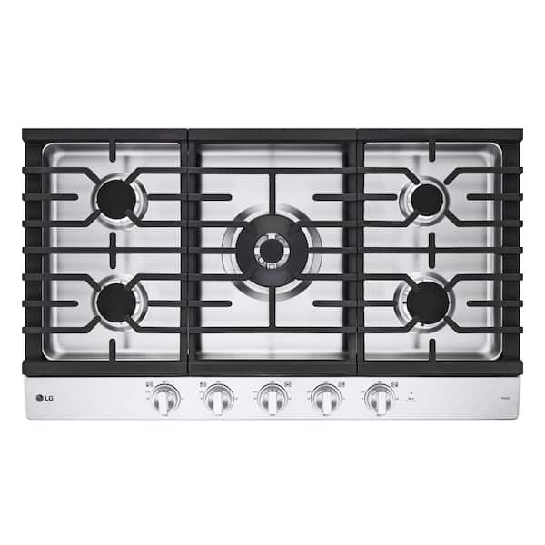 LG 36 in. Smart Gas Cooktop in Stainless Steel with 5 Burners and EasyClean