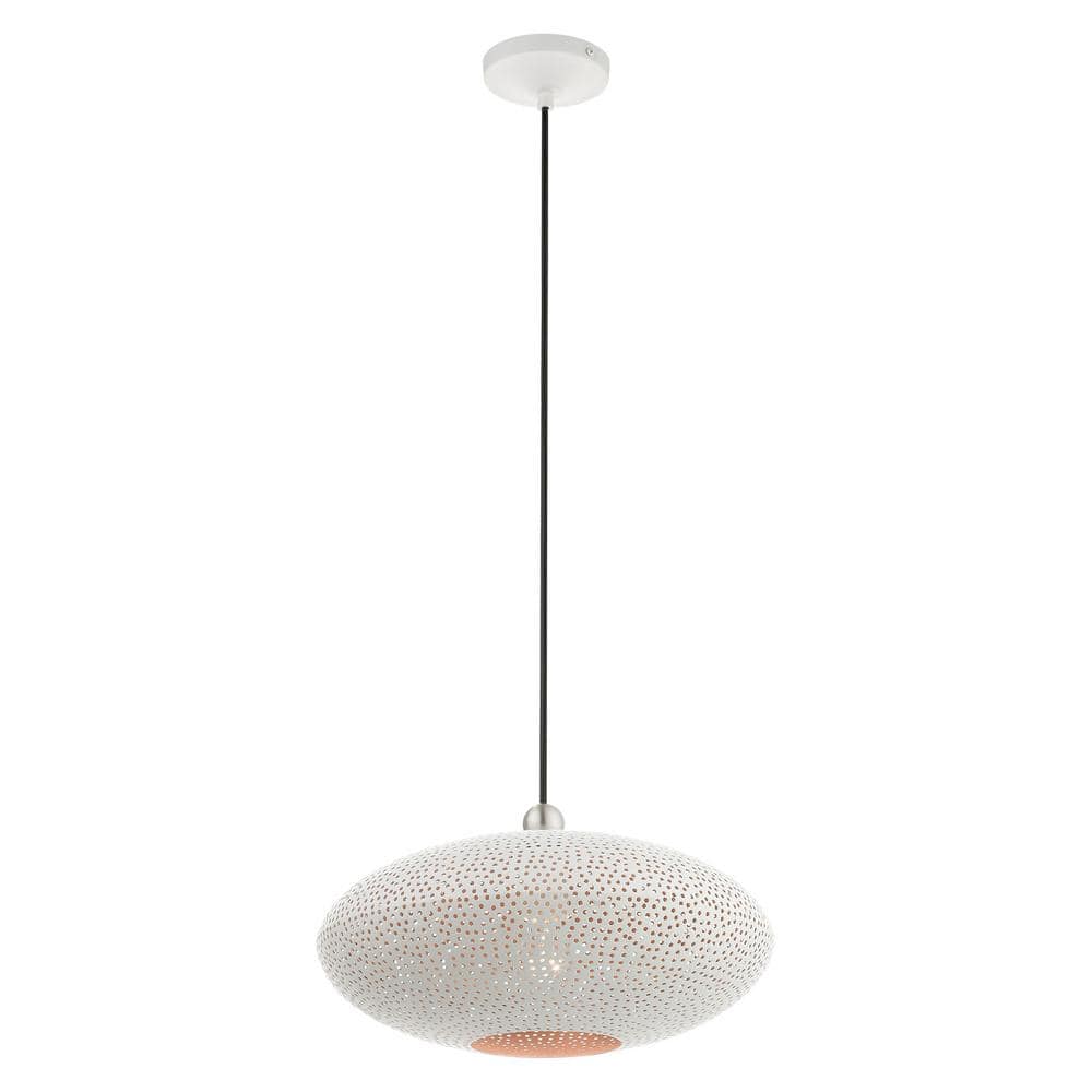 White Brushed Nickel Crystal LED Globe Pendant Light