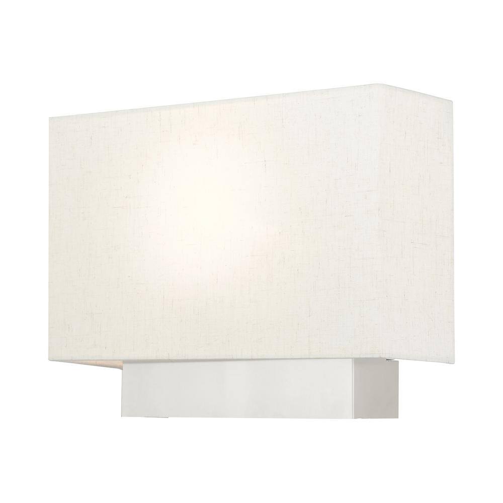 Meadow Brushed Nickel Modern 1-Light ADA Sconce with Oatmeal Shade