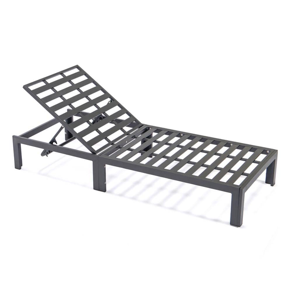 Chelsea Beige Aluminum Outdoor Chaise Lounge with Cushions and Side Table