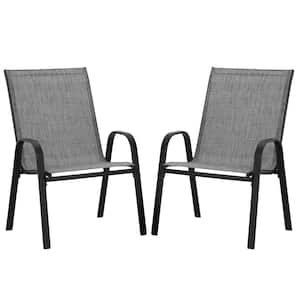 Stackable Gray Outdoor Stackable Dining Chair Set of 2