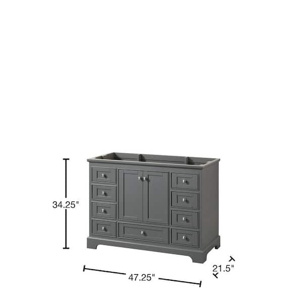 Deborah 47.25 in. W x 21.5 in. D Vanity Cabinet in Dark Gray Deborah 47.25 in. W x 21.5 in. D Vanity Cabinet in Dark Gray