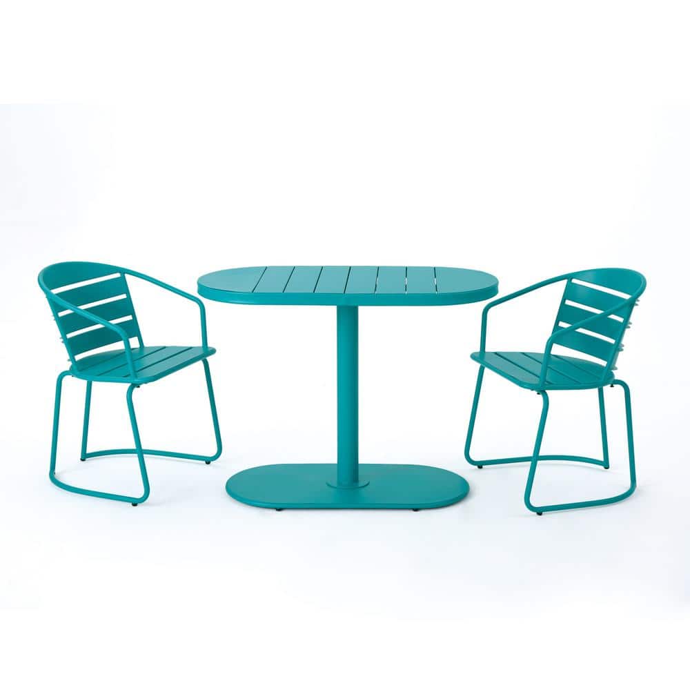 3-Piece Metal Outdoor Bistro Set, A Table and 2 Chairs, Classic Design for 