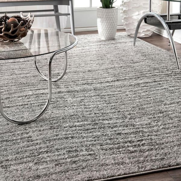 Sherill Modern Ripples Gray 10 ft. x 14 ft. Living Room/Bedroom/Dining Room Area Rug