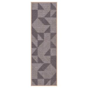 Ottohome Gray Abstract Non-Slip Rubberback Geometric 8.5 in. x 26 in. Indoor Stair Tread Covers (Set of 7)