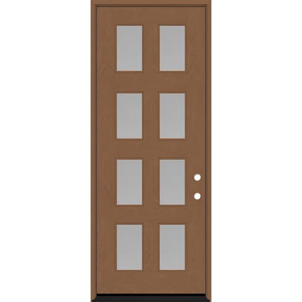Regency 42 in. x 96 in. 8L Modern Clear Glass LHIS Autumn Wheat Stained Fiberglass Prehung Front Door with 4 in. Jamb