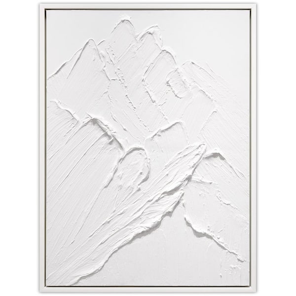 Empire Art Direct Mountain Majesty Heavily Textured Hand Painted White Framed Canvas Wall Art, 30 in. x 40 in.
